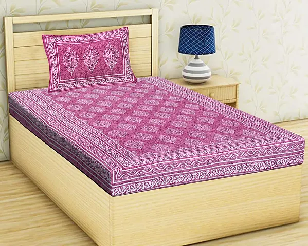 Printed Cotton Double Bedsheet with 2 Pillow Cover