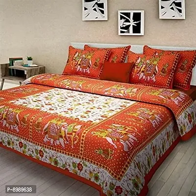 War Trade India Cotton Double Bedsheet Sanganeri Print with 2 Pillow Cover WTI_DNS.163