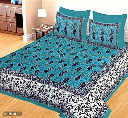 War Trade Floral 144 TC Cotton Double Bedsheet with 2 Pillow Covers W-243