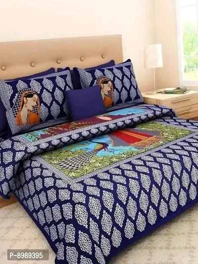 War Trade India Cotton Double Bedsheet Sanganeri Print with 2 Pillow Cover WTI_DNS.527-thumb0