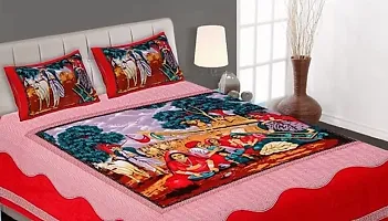 War Trade Floral 144 TC Cotton Double Bedsheet with 2 Pillow Covers W-331-thumb2