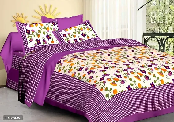 War Trade Floral 144 TC Cotton Double Bedsheet with 2 Pillow Covers W-254-thumb0