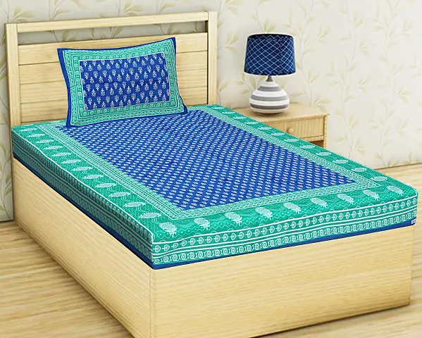 Printed Cotton Double Bedsheet with 2 Pillow Cover