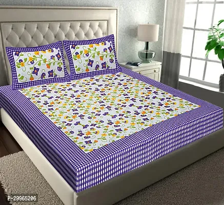 Comfortable Cotton Printed Double Bedsheet with Two Pillow Covers-thumb0