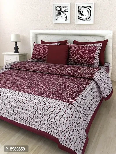 War Trade India Cotton Double Bedsheet Sanganeri Print with 2 Pillow Cover WTI_DNS.771