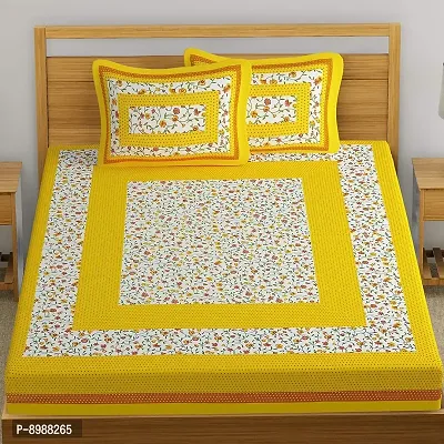 War Trade Floral 144 TC Cotton Double Bedsheet with 2 Pillow Covers W-77-thumb2