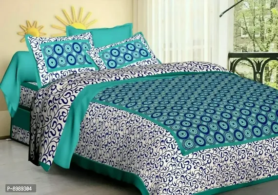 War Trade India Cotton Double Bedsheet Sanganeri Print with 2 Pillow Cover WTI_DNS.993