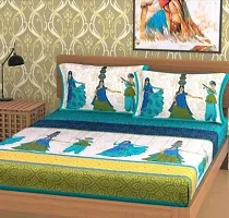 War Trade India Cotton Double Bedsheet Sanganeri Print with 2 Pillow Cover WTI_DNS.498-thumb1