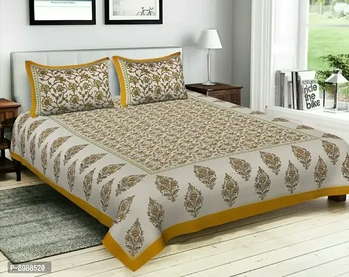 War Trade India Cotton Double Bedsheet Sanganeri Print with 2 Pillow Cover WTI_DNS.959