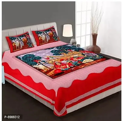 War Trade Floral 144 TC Cotton Double Bedsheet with 2 Pillow Covers W-331