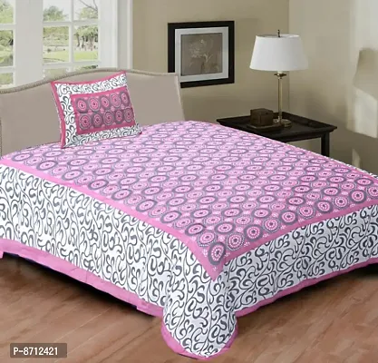 Cotton Printed Bedsheet With 1 Pillow Covers-thumb0