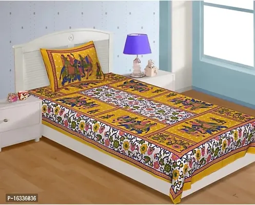 Fancy Cotton Single Bedsheets With 1 Pillow Cover