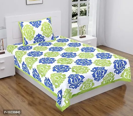 Fancy Cotton Single Bedsheets With 1 Pillow Cover-thumb0