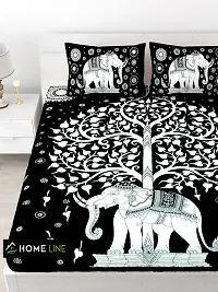 Stunning  Cotton Jaipuri Printed Double Size Bedsheet With 2 Pillow Covers-thumb3