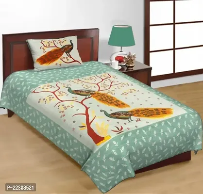 Classic Cotton Printed Single Bedsheets with Pillow Cover