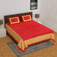 Red Cotton Printed Bedsheet With Two Pillow Covers-thumb3