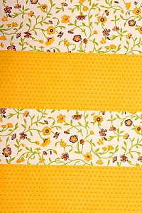 Yellow Cotton Printed Bedsheet With Two Pillow Covers-thumb1