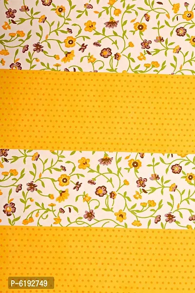 Yellow Cotton Printed Bedsheet With Two Pillow Covers-thumb2