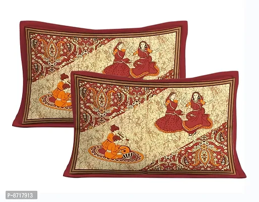 Stunning Cotton Jaipuri Printed Double Size Bedsheet With 2 Pillow Covers-thumb2