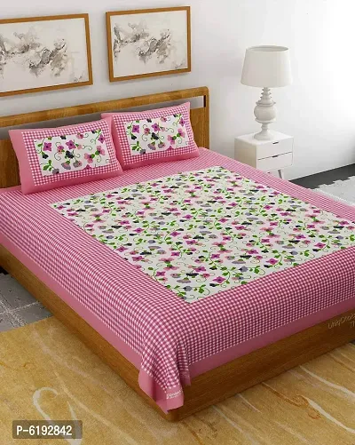 Beautiful Cotton Printed Bedsheet With Two Pillow Covers-thumb0