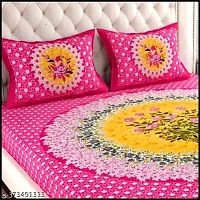 War Trade India Cotton Double Bedsheet Sanganeri Print with 2 Pillow Cover A-40-thumb1