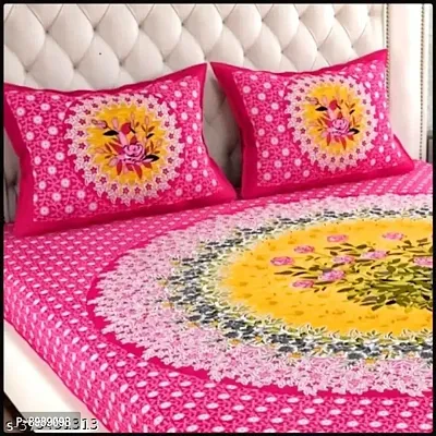 War Trade India Cotton Double Bedsheet Sanganeri Print with 2 Pillow Cover A-40-thumb2