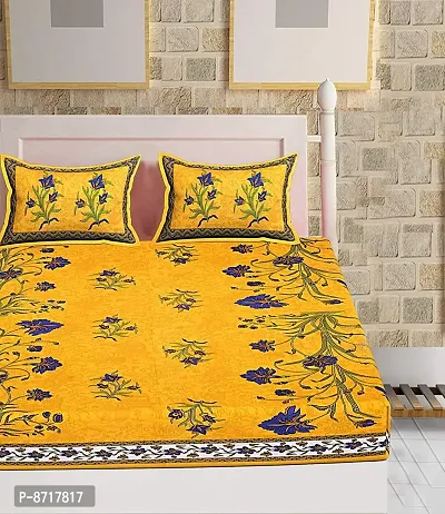 Stunning  Cotton Jaipuri Printed Double Size Bedsheet With 2 Pillow Covers-thumb3