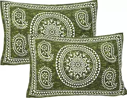 Stunning Cotton Jaipuri Printed Double Size Bedsheet With 2 Pillow Covers-thumb1