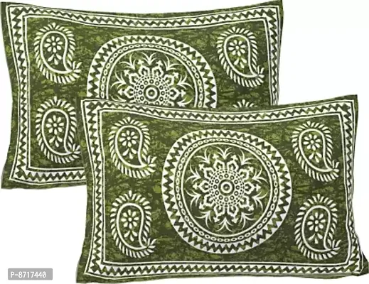 Stunning Cotton Jaipuri Printed Double Size Bedsheet With 2 Pillow Covers-thumb2