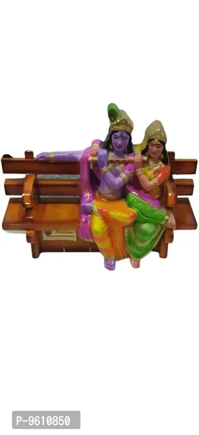 Radha Krishna Idol for Gift car Dashboard in Home Decor showpiece in Multi Color-thumb0