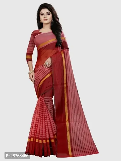 Elegant Maroon Poly Crepe Saree With Blouse Piece For Women-thumb0