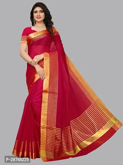 Elegant Red Poly Crepe Saree With Blouse Piece For Women-thumb0