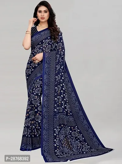 Elegant Blue Poly Crepe Saree With Blouse Piece For Women