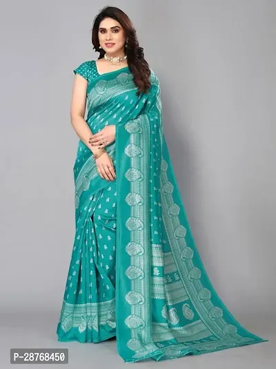 Elegant Green Poly Crepe Saree With Blouse Piece For Women-thumb0