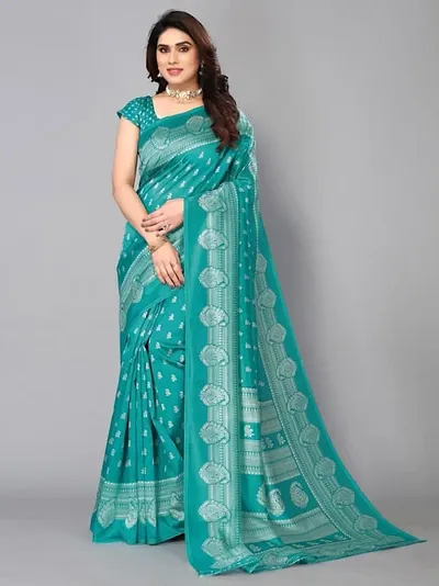 Alluring Poly Crepe Saree with Blouse piece 