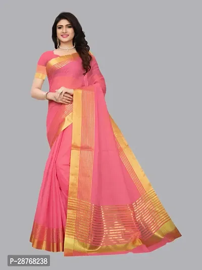 Elegant Pink Poly Crepe Saree With Blouse Piece For Women