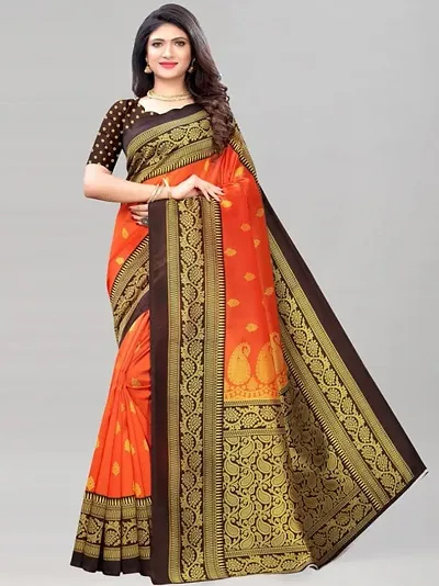 Ishika Fab Women's Saavni Banarasi Cotton Silk Saree With Unstiched Blouse Piece