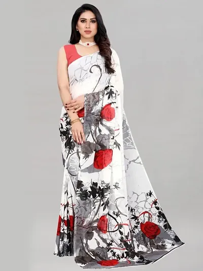 Georgette Printed Casual Wear Sarees with Blouse piece