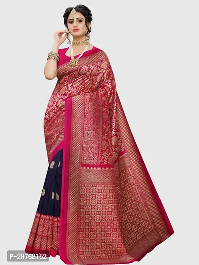 Elegant Red Poly Crepe Saree With Blouse Piece For Women