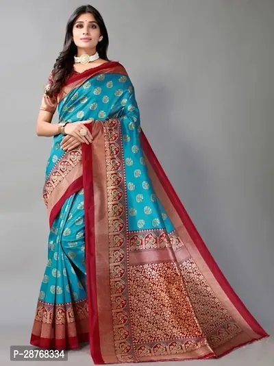 Elegant Blue Poly Crepe Saree With Blouse Piece For Women-thumb0
