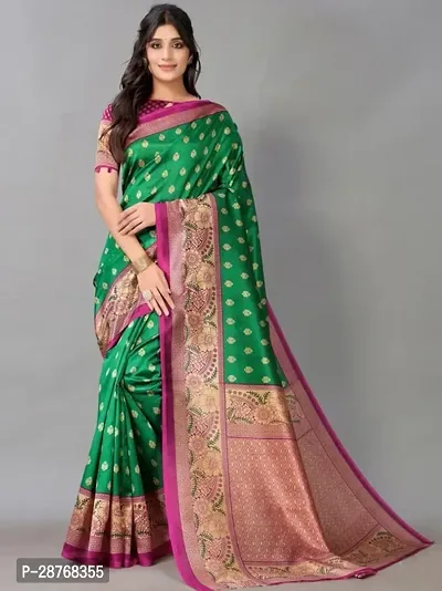 Elegant Green Poly Crepe Saree With Blouse Piece For Women