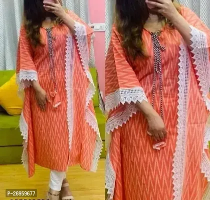 Stylish Orange Rayon Kaftan Kurta For Women