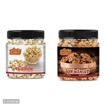 Royal Foodery Dry Fruits Combo Pack Of 500 Gms Cashew 250 Gms And Walnut Akhrot 250 Gms Dry Fruits Combo Jar Pack