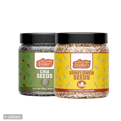 Royal Foodery Chia Seeds 250Gm And Sunflower Seeds 250Gm Combo 250 2 500Gram