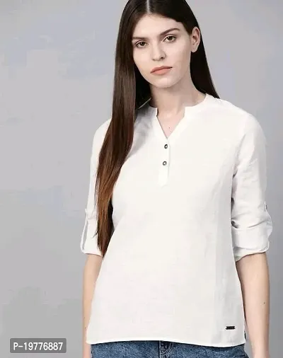 Elegant White Rayon Solid Tunic For Women-thumb0