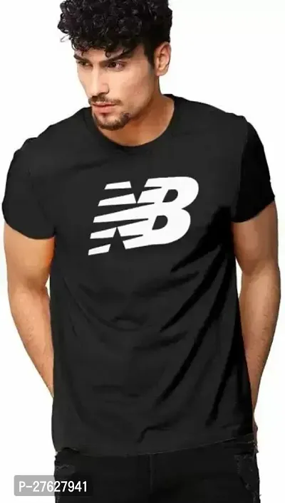 SMS TRADERS  Men Printed Round Neck Pure Cotton TShirtBlack-thumb0