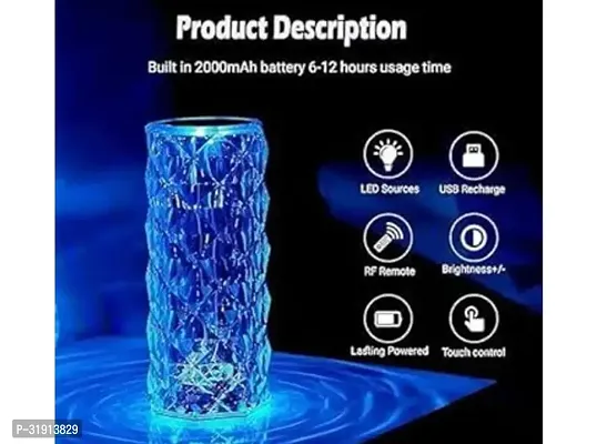 Classic Crystal Diamond Table Lamp Touch Control Night Light 16 Colours Adjustable Pack Of 1