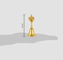 Siyaram Gallery Brass Pooja Bell Small Ghanti for Puja Hand Held Bell Musical Ganti for Temple Mandir Home Gift Showpiece (4.5 Inches Height) (Brass, Golden)-thumb2