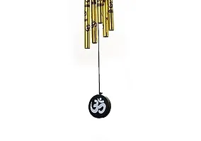 Siyaram Gallery Wind Chime Wall Hanging, Cylinderical Shape, Metal Made, Size Aprox 14inches and (Pack of 1 Wind Chime in Box) (Golden, Metal)-thumb1