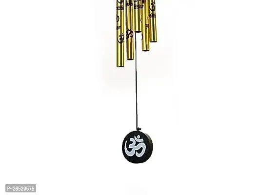 Siyaram Gallery Wind Chime Wall Hanging, Cylinderical Shape, Metal Made, Size Aprox 14inches and (Pack of 1 Wind Chime in Box) (Golden, Metal)-thumb2